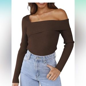 LILLUSORY Women's Off Shoulder Sweaters 2023 Fall Long Sleeve Knitted